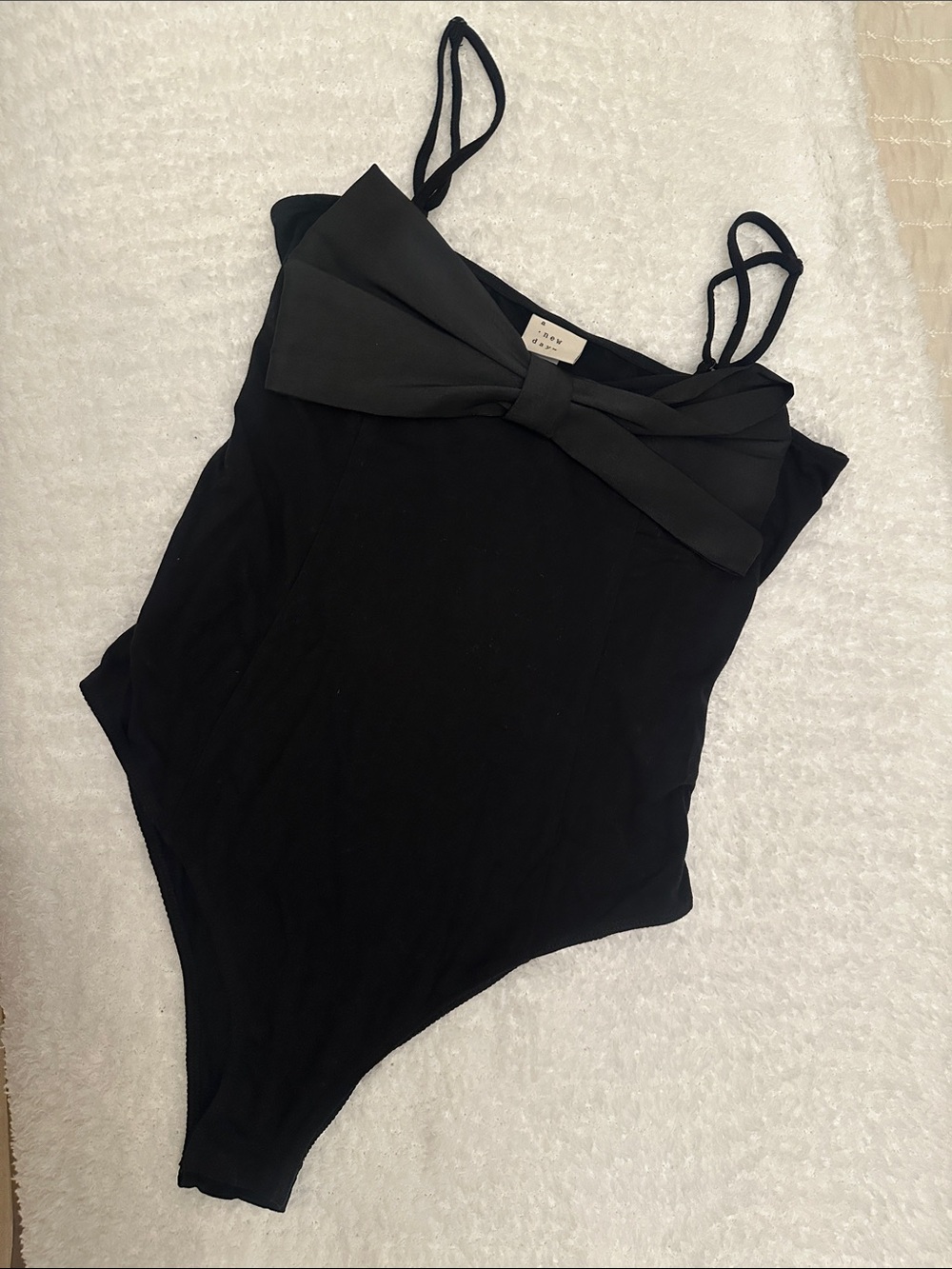 NWT $20 Target a new day Black Bow-Front Bodysuit [ SZ SMALL ]